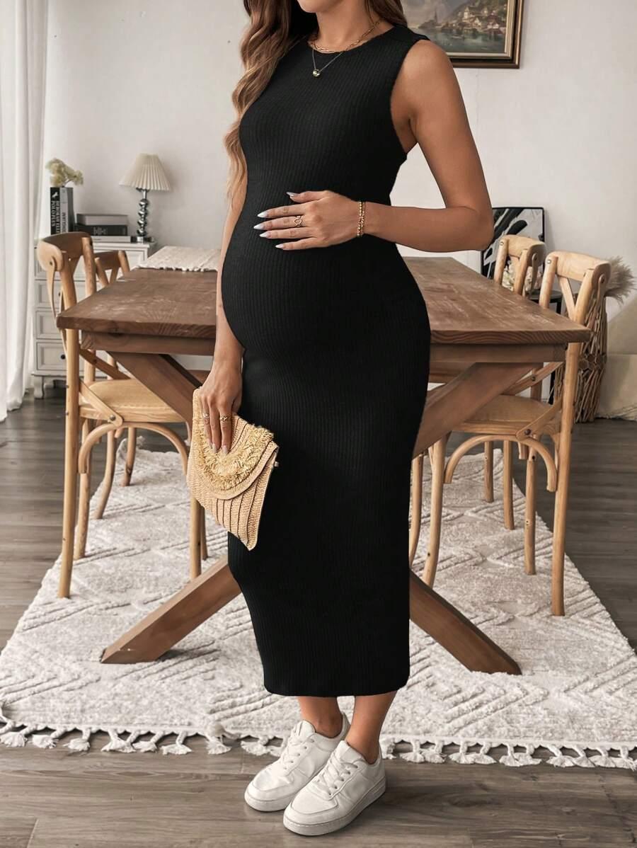 SHEIN CZARNA MIDI SUKIENKA CIĄŻOWA S06__L