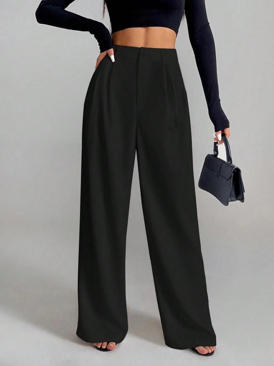 SHEIN CZARNE SPODNIE PROSTA NOGAWKA S06__S