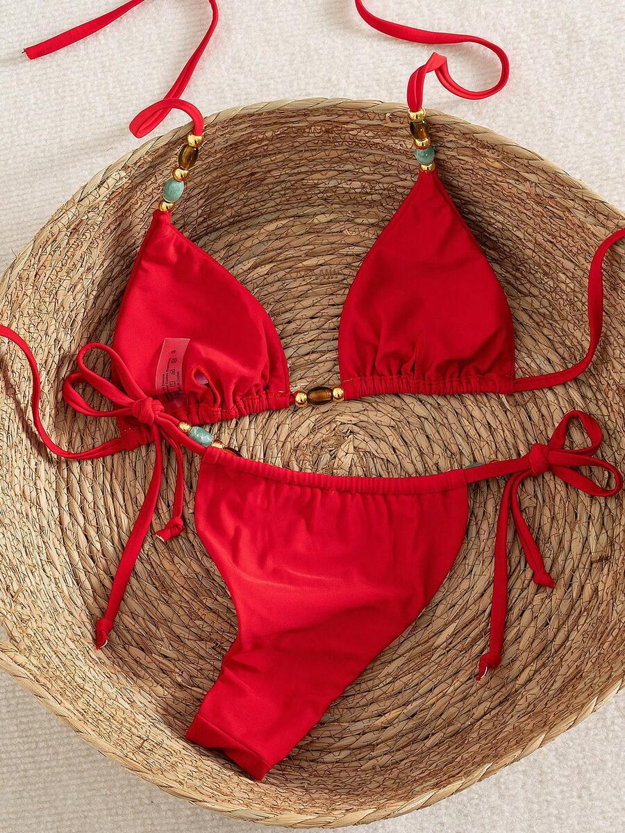 SHEIN CZERWONY DWUCZĘŚCIOWY STRÓJ KĄPIELOWY S09__XS