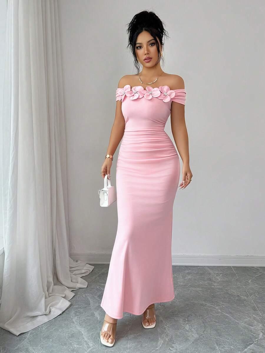 SHEIN RÓŻOWA MAXI SUKIENKA S06__L