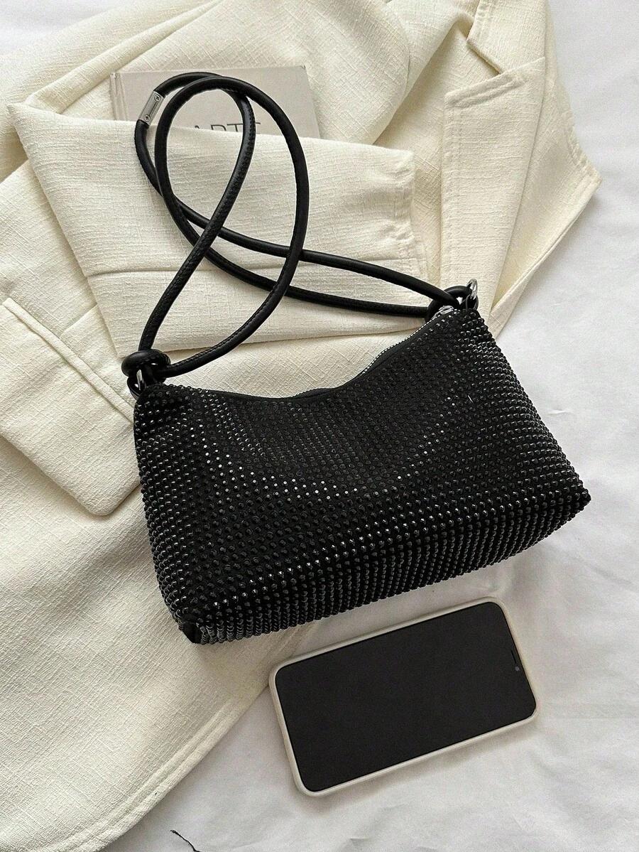 SHEIN CZARNA TOREBKA ZDOBIENIE S07__23,5X9,5X15,5CM