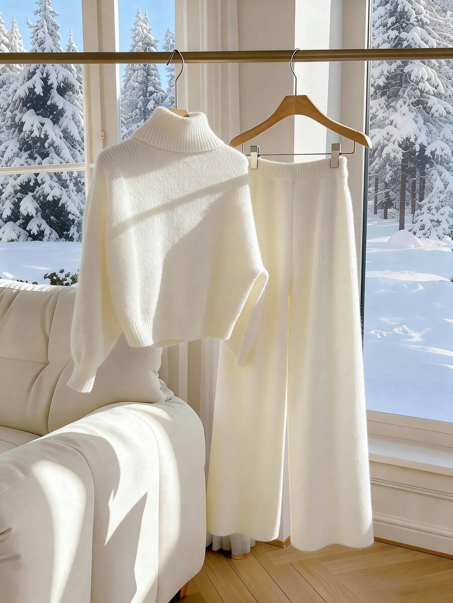 SHEIN SWETER SPODNIE KOMPLET DZIANINOWY S06__48