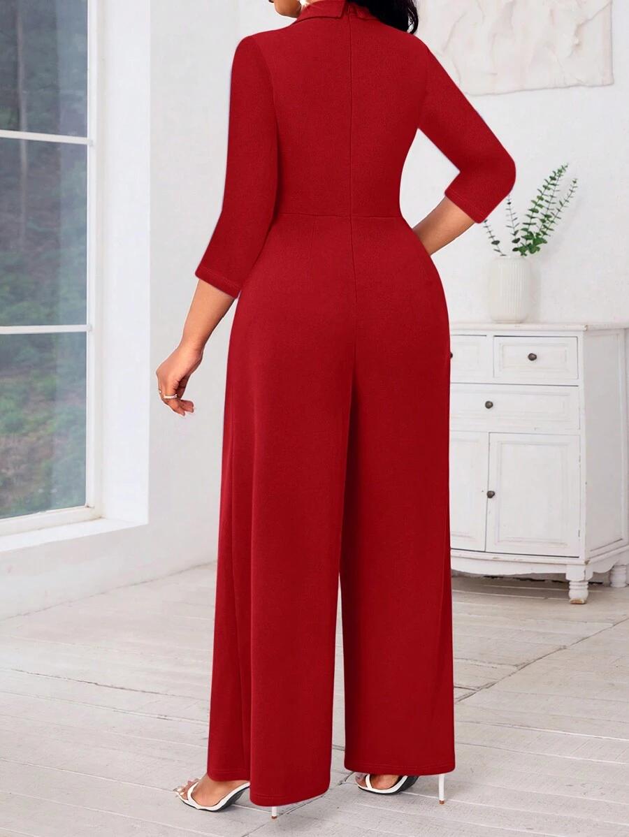 SHEIN CZERWONY ELEGANCKI KOMBINEZON S06__52