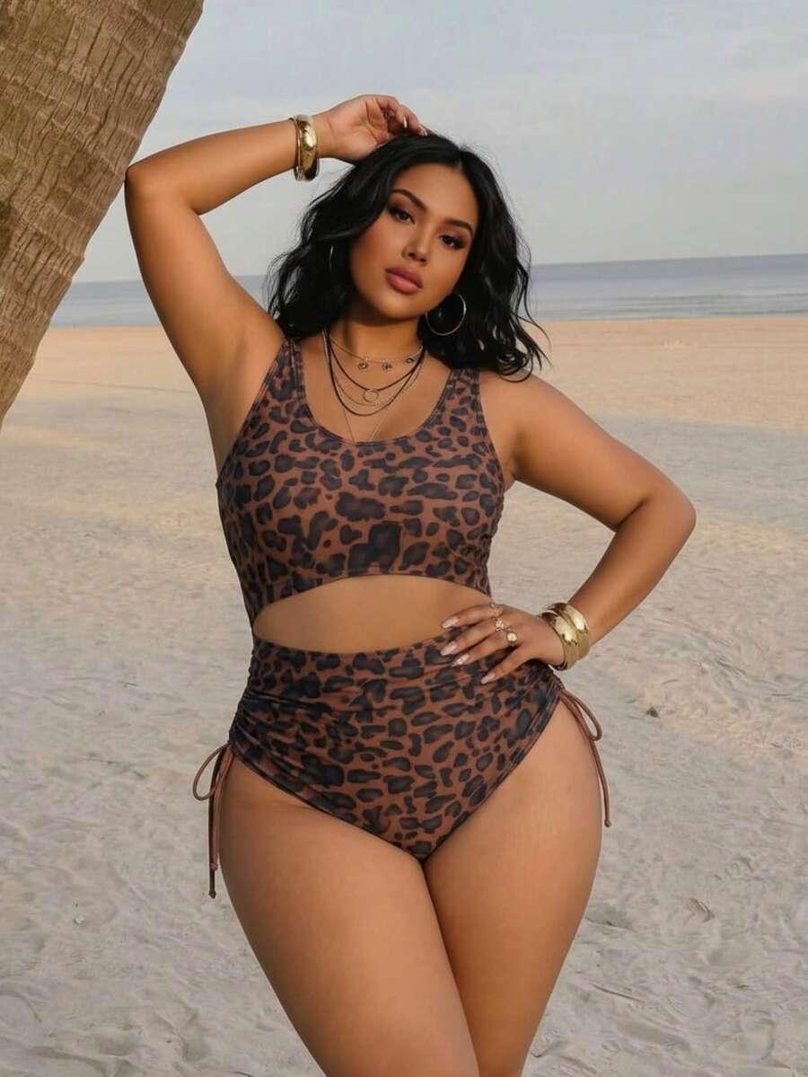 SHEIN JEDNOCZĘŚCIOWY STRÓJ KĄPIELOWY ANIMAL PRINT S09__48