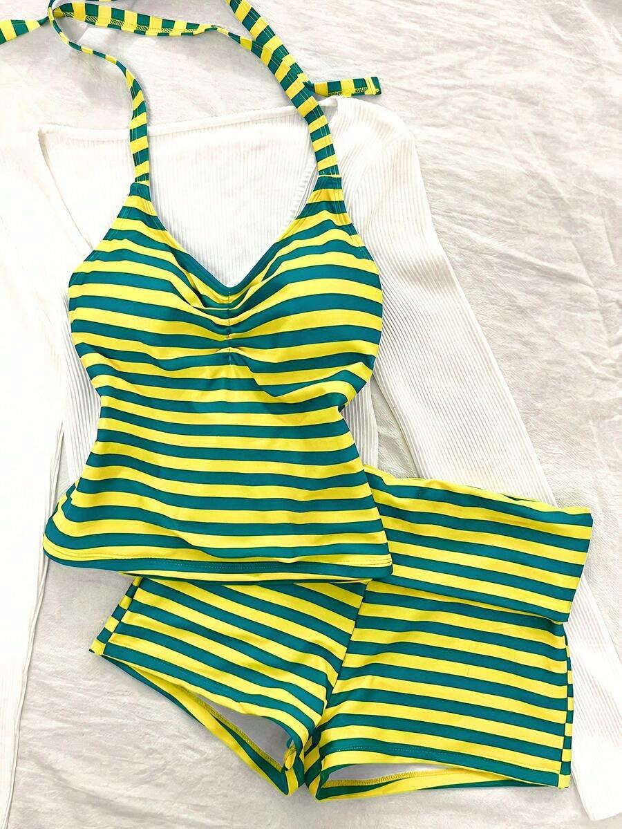 SHEIN DWUCZĘŚCIOWY STRÓJ KĄPIELOWY WZÓR PASKI S09__M