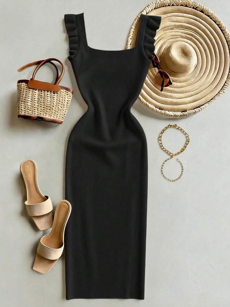 SHEIN CZARNA MAXI SUKIENKA S06__L