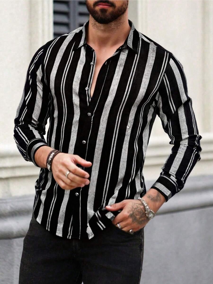 SHEIN CZARNA KOSZULA GUZIKI PRINT S06__L