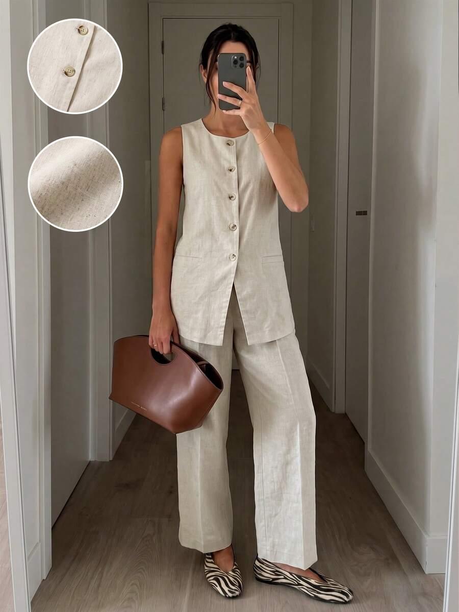 SHEIN KAMIZELKA SPODNIE KOMPLET S06__S