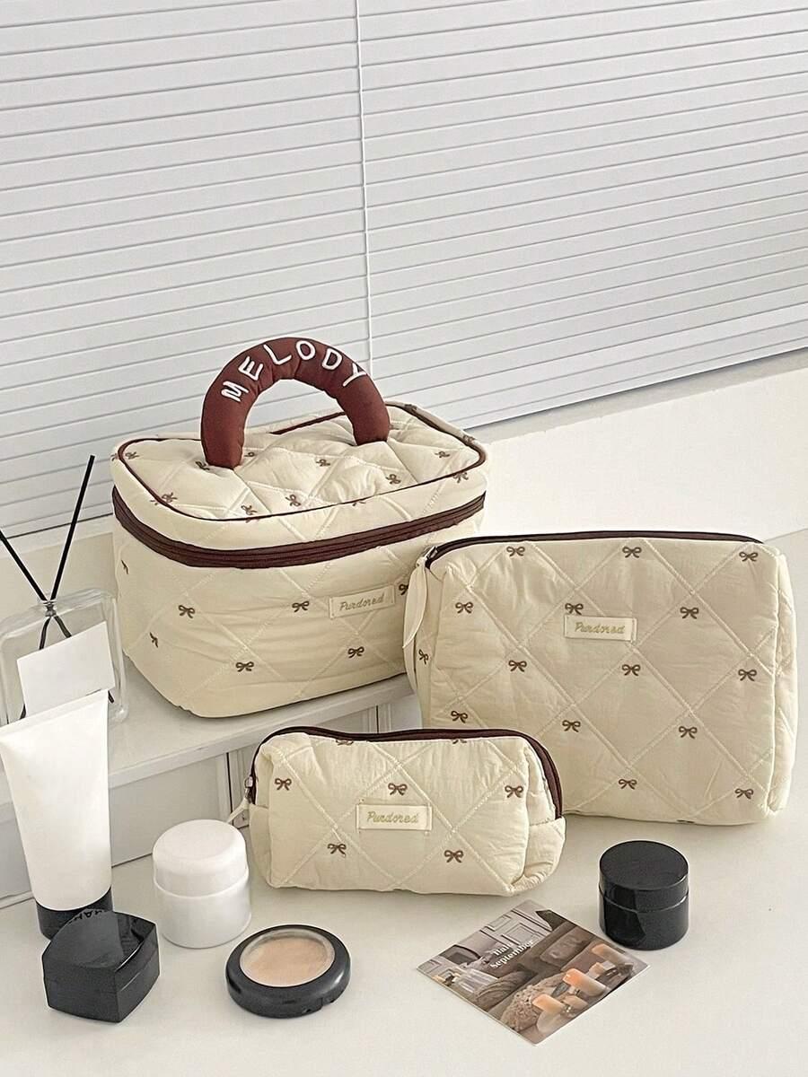 SHEIN KOSMETYCZKA WZÓR KOKARDY 3 SZTUKI S07__16X25X15