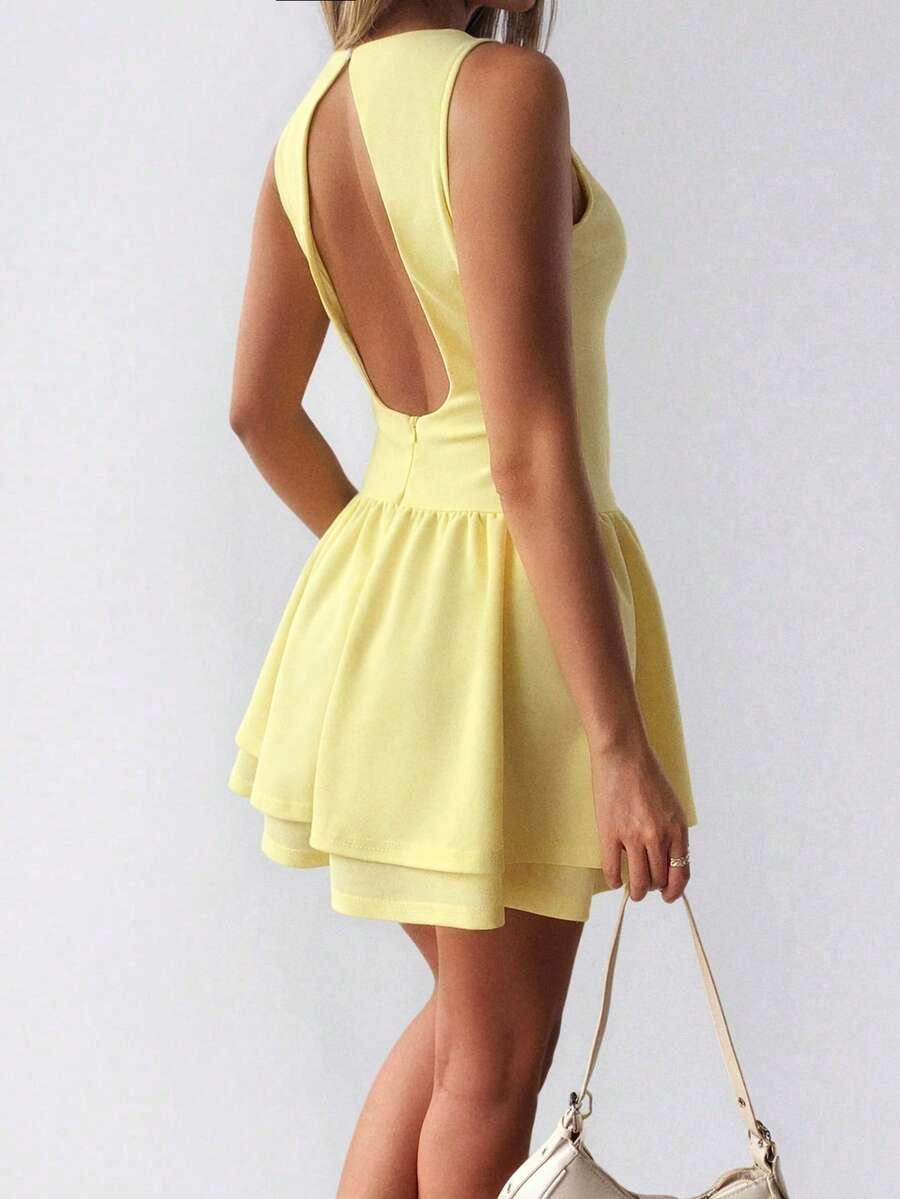 SHEIN ŻÓŁTA SUKIENKA BEZ RĘKAWÓW S06__XS