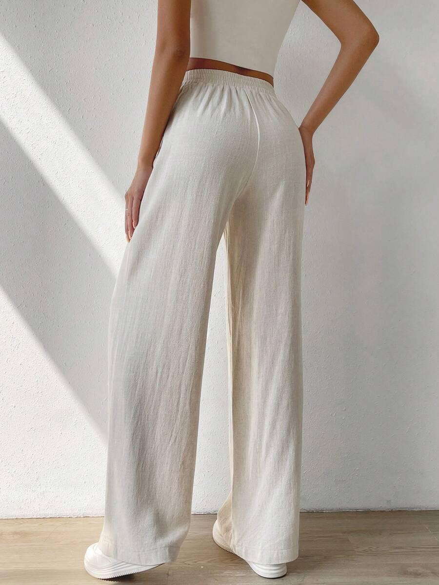 SHEIN KREMOWE SPODNIE CASUAL S06__XXL
