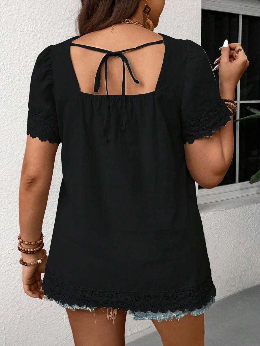 SHEIN CZARNA BLUZKA Z KRÓTKIM RĘKAWEM S06__46