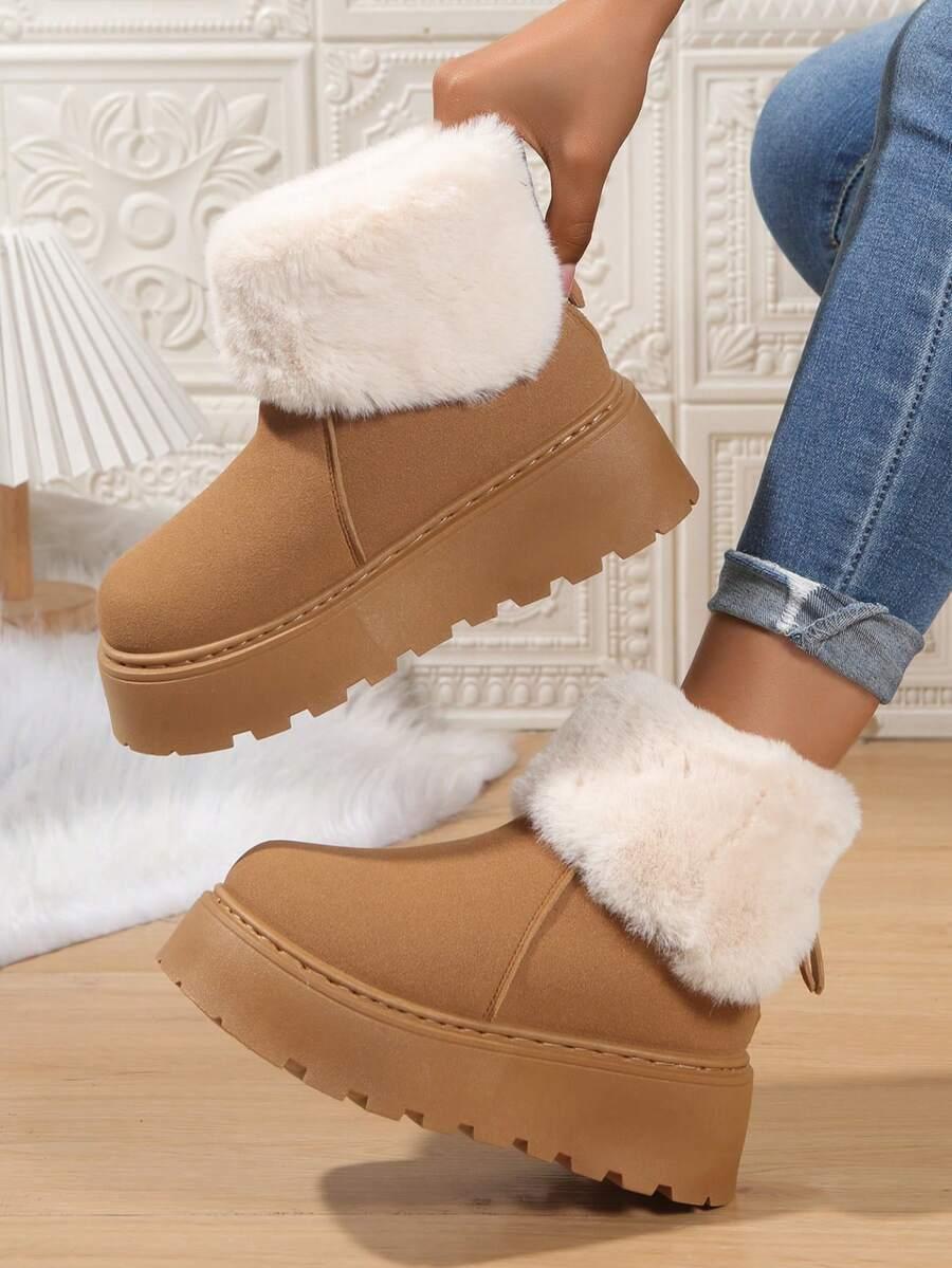 SHEIN BEŻOWE ŚNIEGOWCE PLATFORMA W01__39