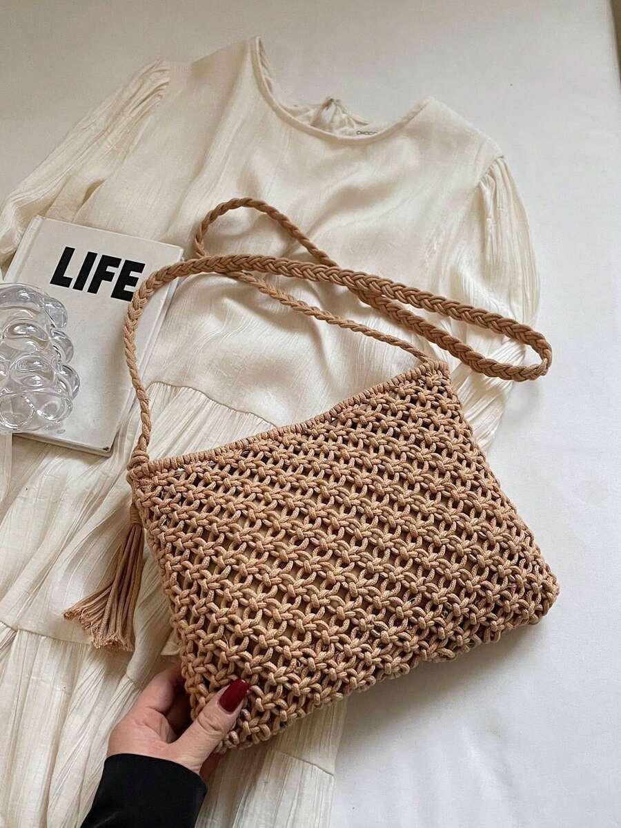SHEIN BEŻOWA TOREBKA HAFT S07__5X20X25CM