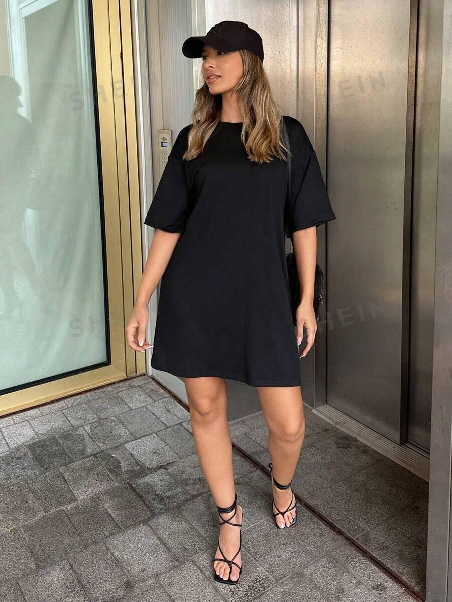 SHEIN CZARNA SUKIENKA OKRĄGŁY DEKOLT S06__XS