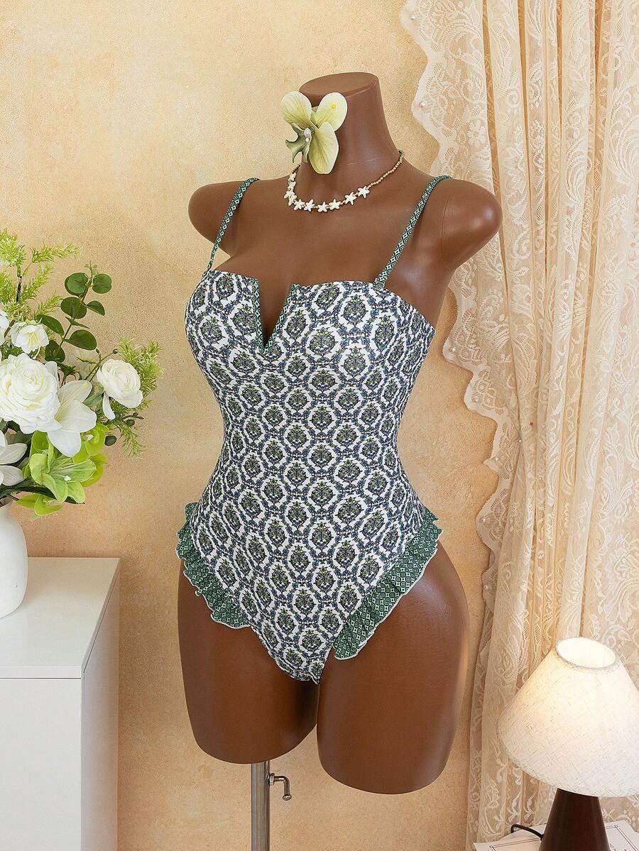 SHEIN JEDNOCZĘŚCIOWY STRÓJ KĄPIELOWY PRINT S09__M