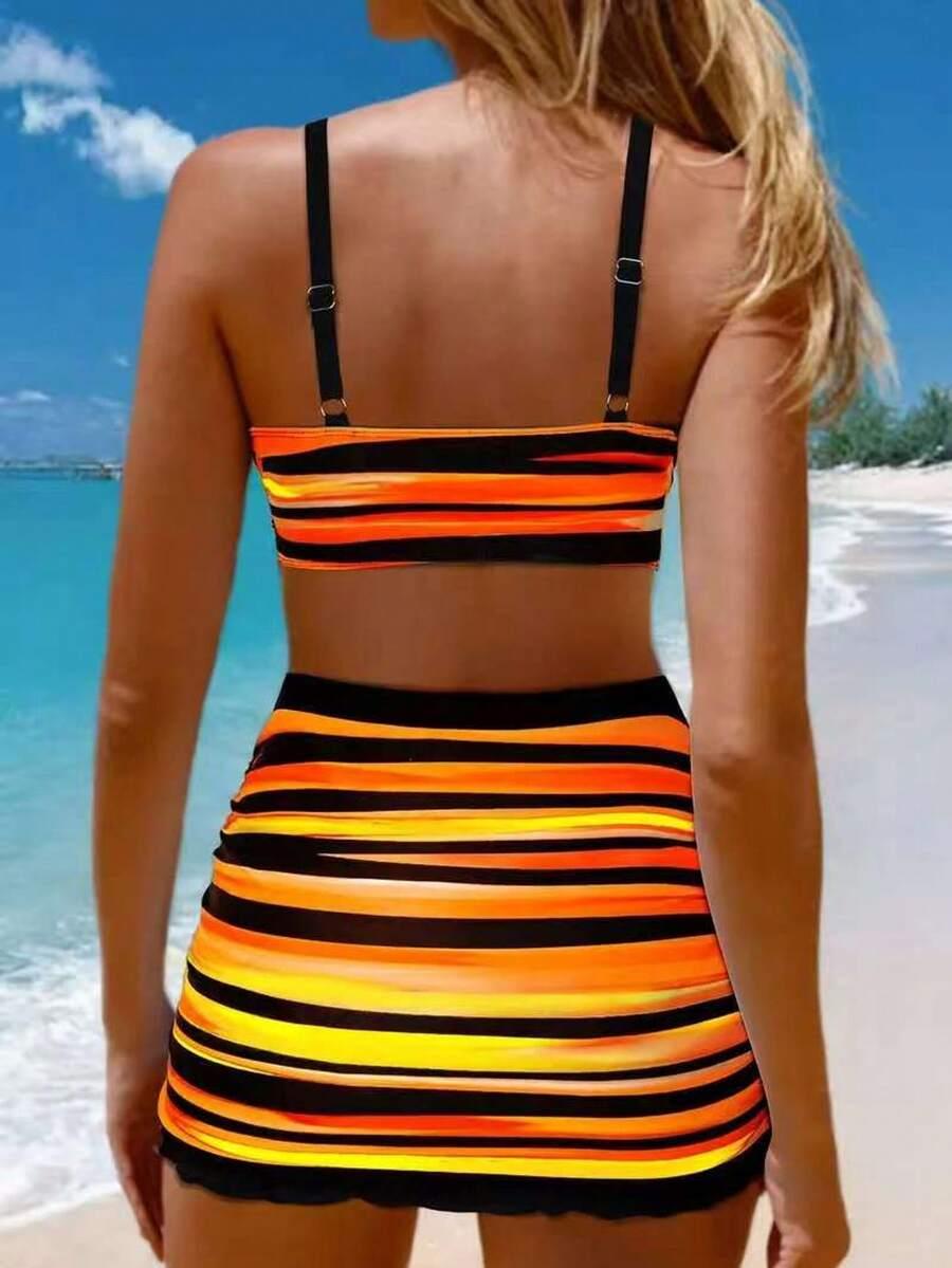 SHEIN TRZYCZĘŚCIOWY KOMPLET BIKINI PRINT S09__S