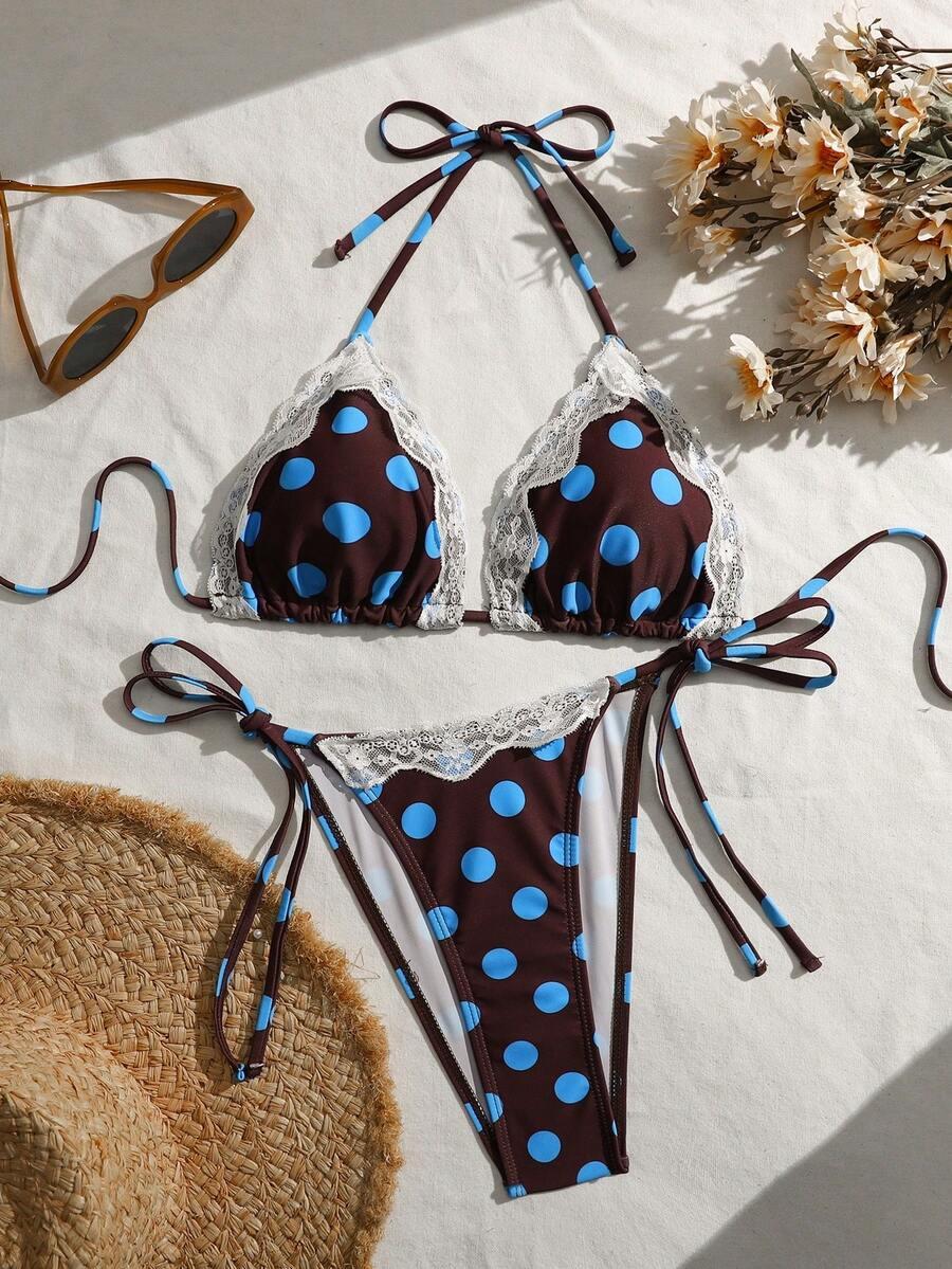SWIM MOD WIĄZANY DWUCZĘŚCIOWY STRÓJ KĄPIELOWY WZÓR GROSZKI S09__S