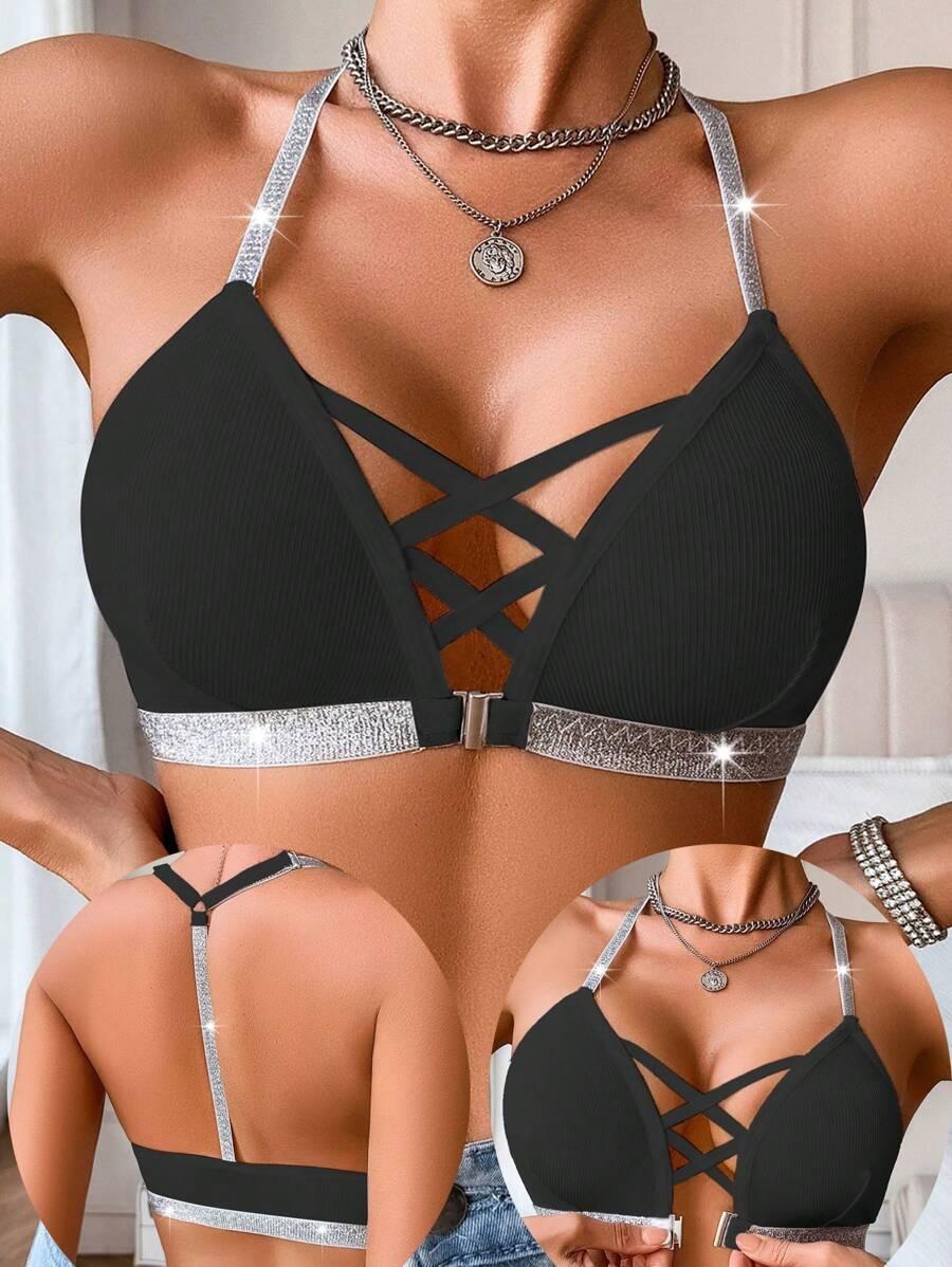 SHEIN MIĘKKI BIUSTONOSZ ZAPIĘCIE Z PRZODU S06__XXL