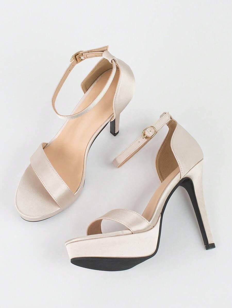 SHEIN SATYNOWE SANDAŁY NA OBCASIE S06__36,5