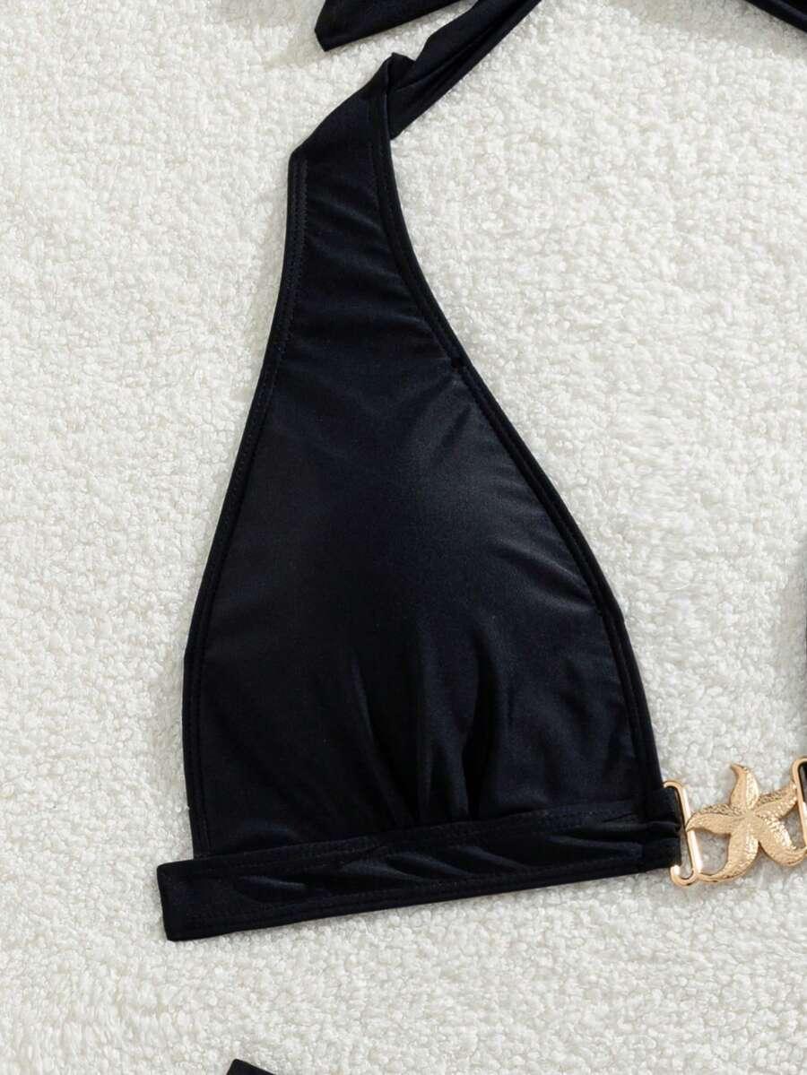 SWIM VCAY CZARNY DWUCZĘŚCIOWY STRÓJ KĄPIELOWY ZDOBIENIE S09__XL