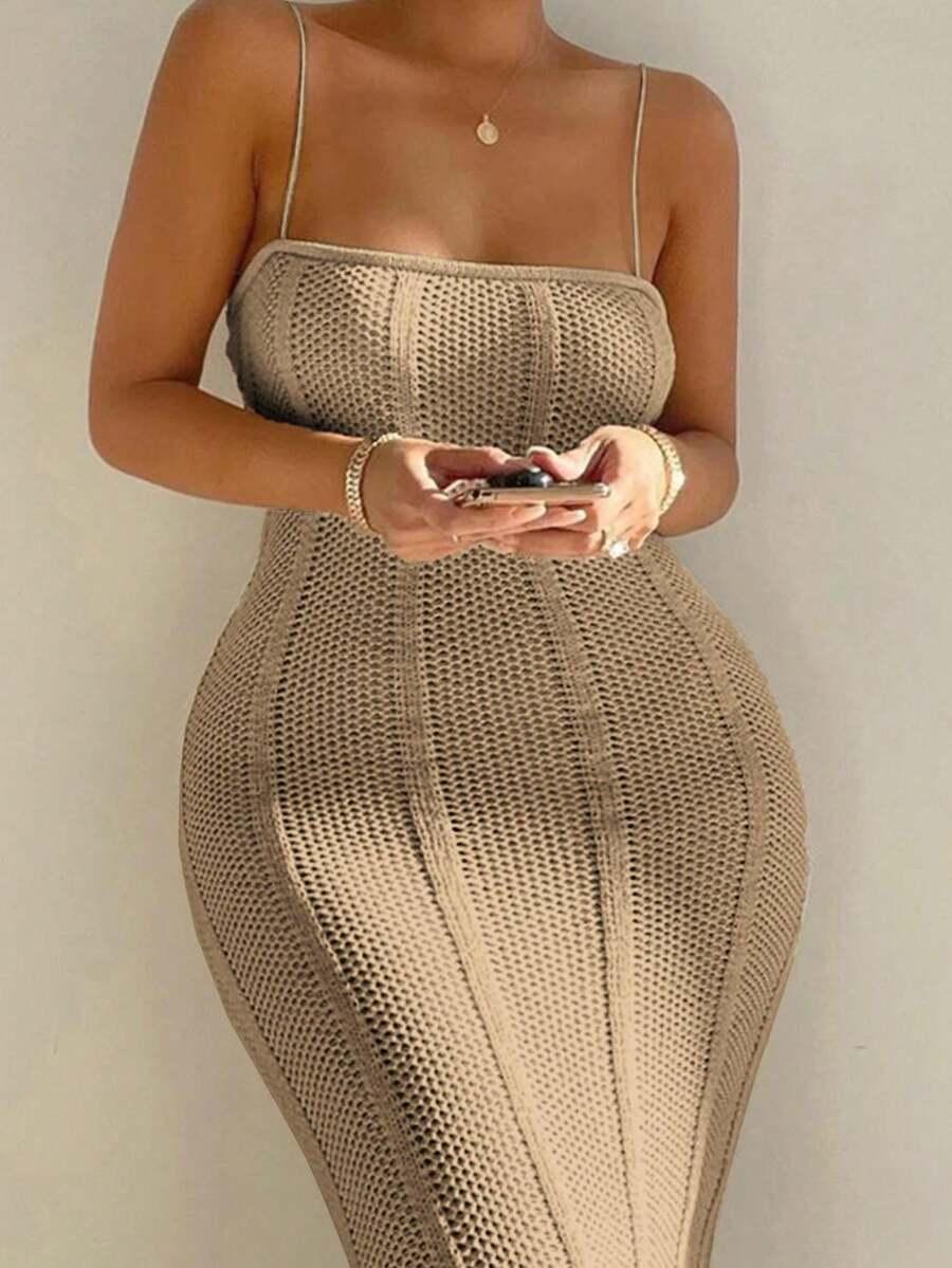 SHEIN BEŻOWA MAXI SUKIENKA S06__XL