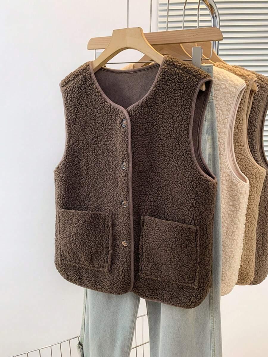 YUXIN BRĄZOWA KAMIZELKA CASUAL GUZIKI S06__XXL