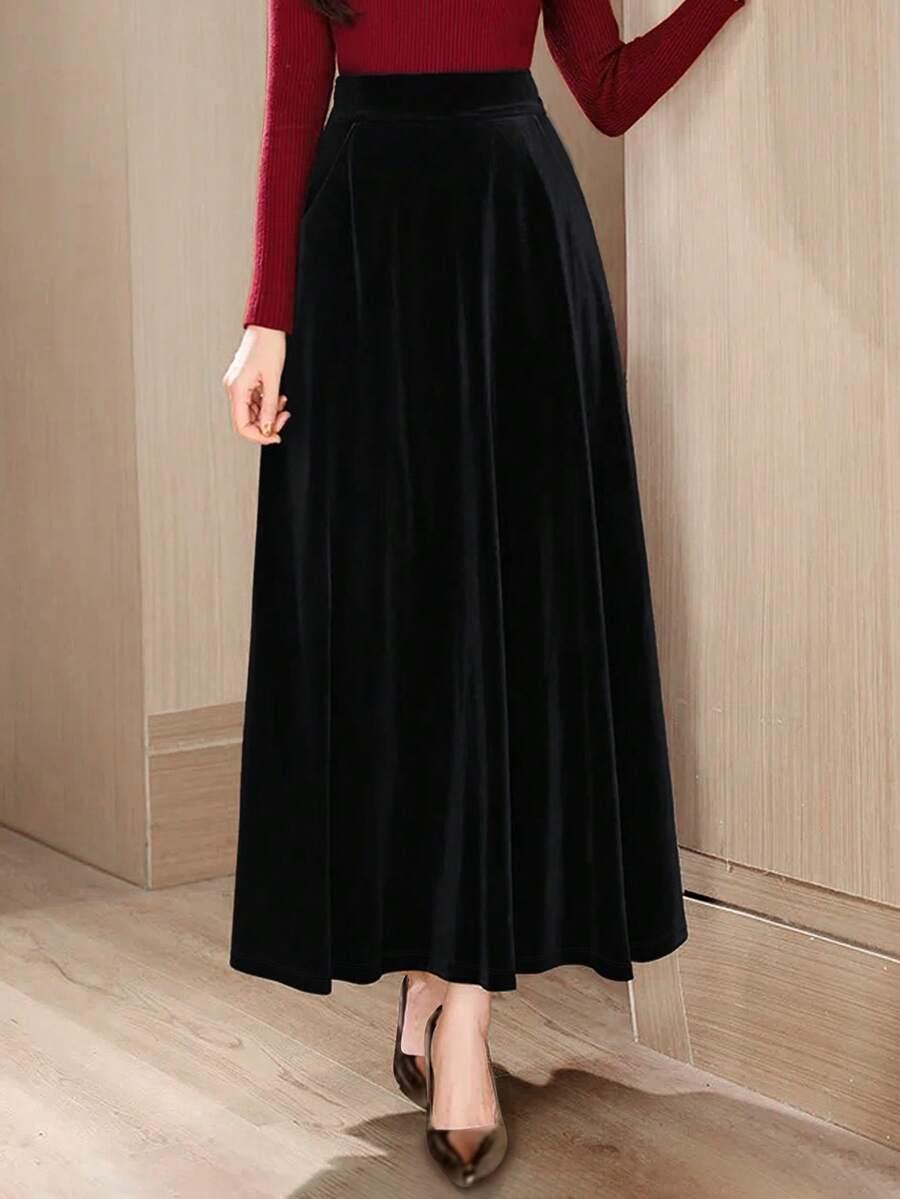 SHEIN CZARNA MAXI SPÓDNICA S06__52