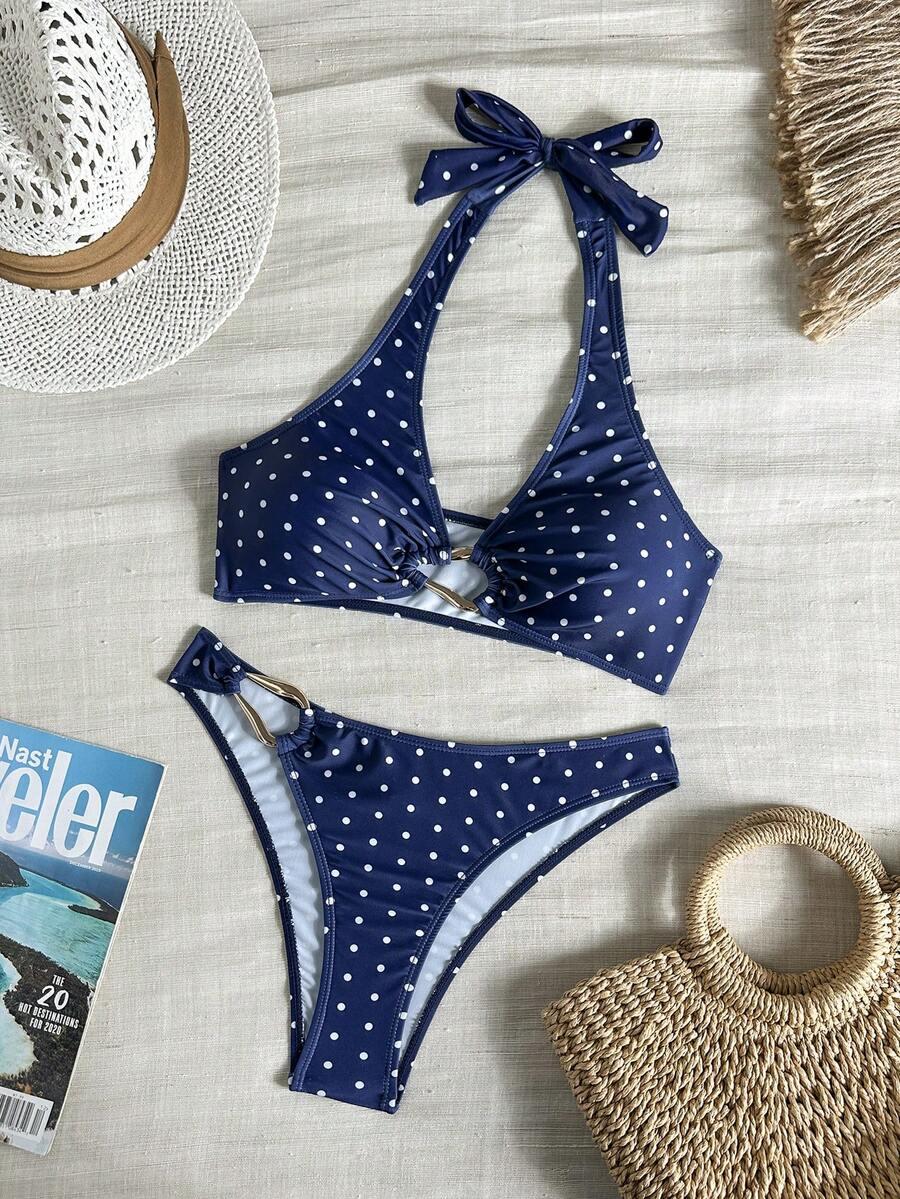 SWIM BASICS KOMPLET BIKINI WZÓR GROSZKI PK01__L
