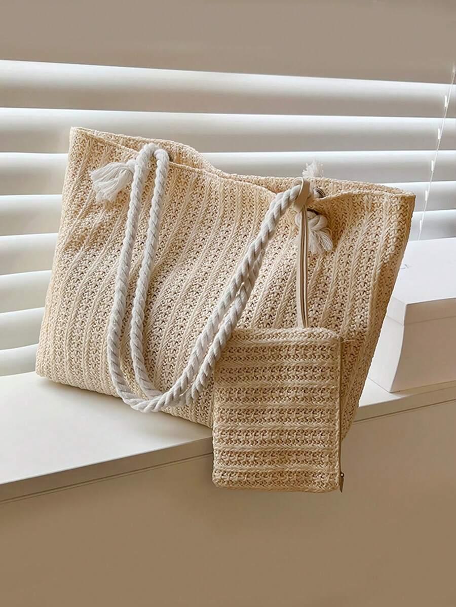 SHEIN BEŻOWA TORBA PLAŻOWA S07__41X9X28