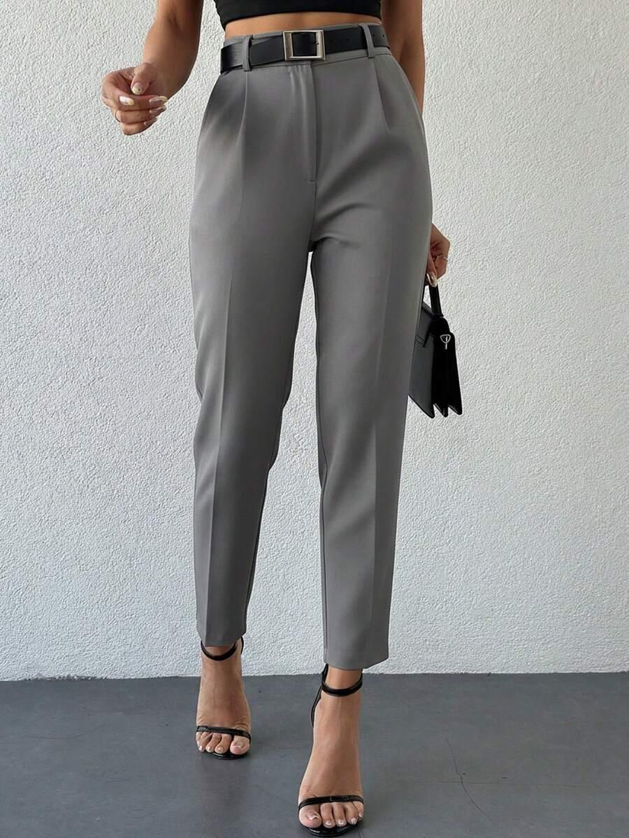 QUICK FASHIONHUB SZARE SPODNIE PROSTA NOGAWKA PK01__L