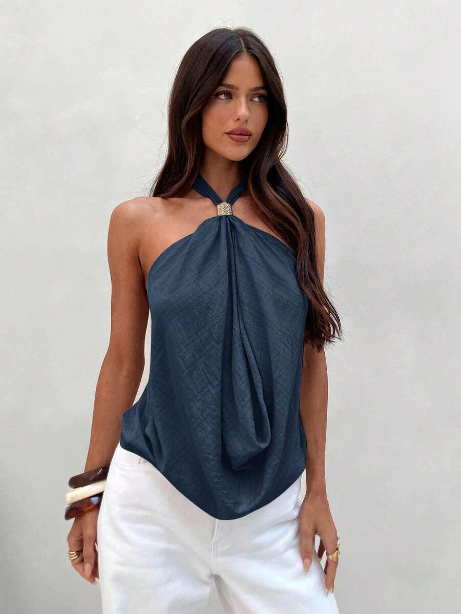 ALORUH NIEBIESKI TOP ODKRYTE RAMIONA S06__XS