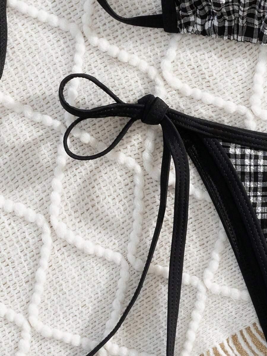 SHEIN DWUCZĘŚCIOWY STRÓJ KĄPIELOWY KRATKA S09__L