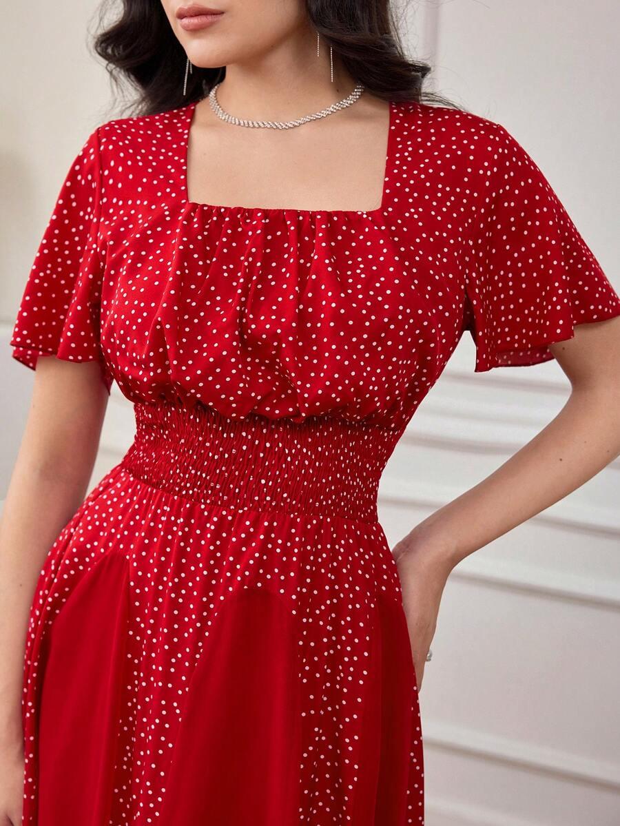SHEIN CZERWONA SUKIENKA WZÓR S06__L