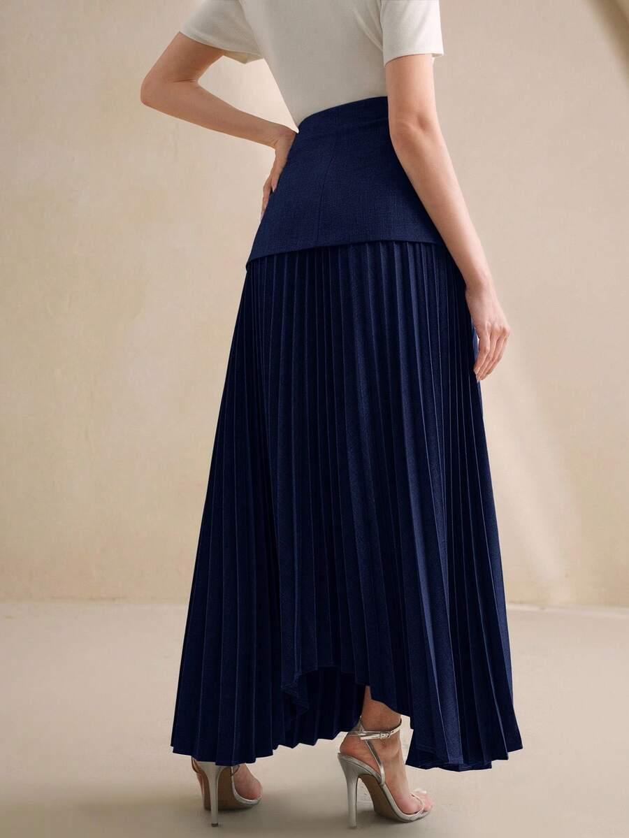 SHEIN GRANATOWA MAXI SPÓDNICA S06__S