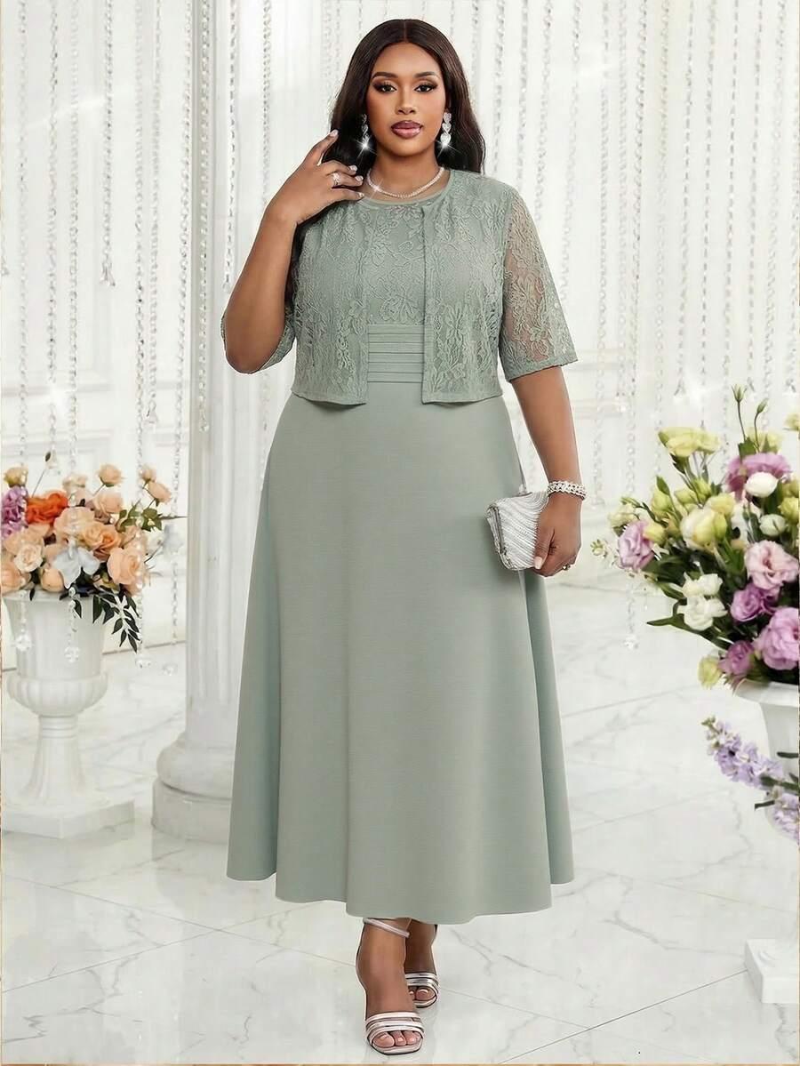 SHEIN ZIELONA SUKIENKA KORONKA S06__48