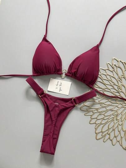 SHEIN BORDOWY DWUCZĘŚCIOWY STRÓJ KĄPIELOWY S09__S