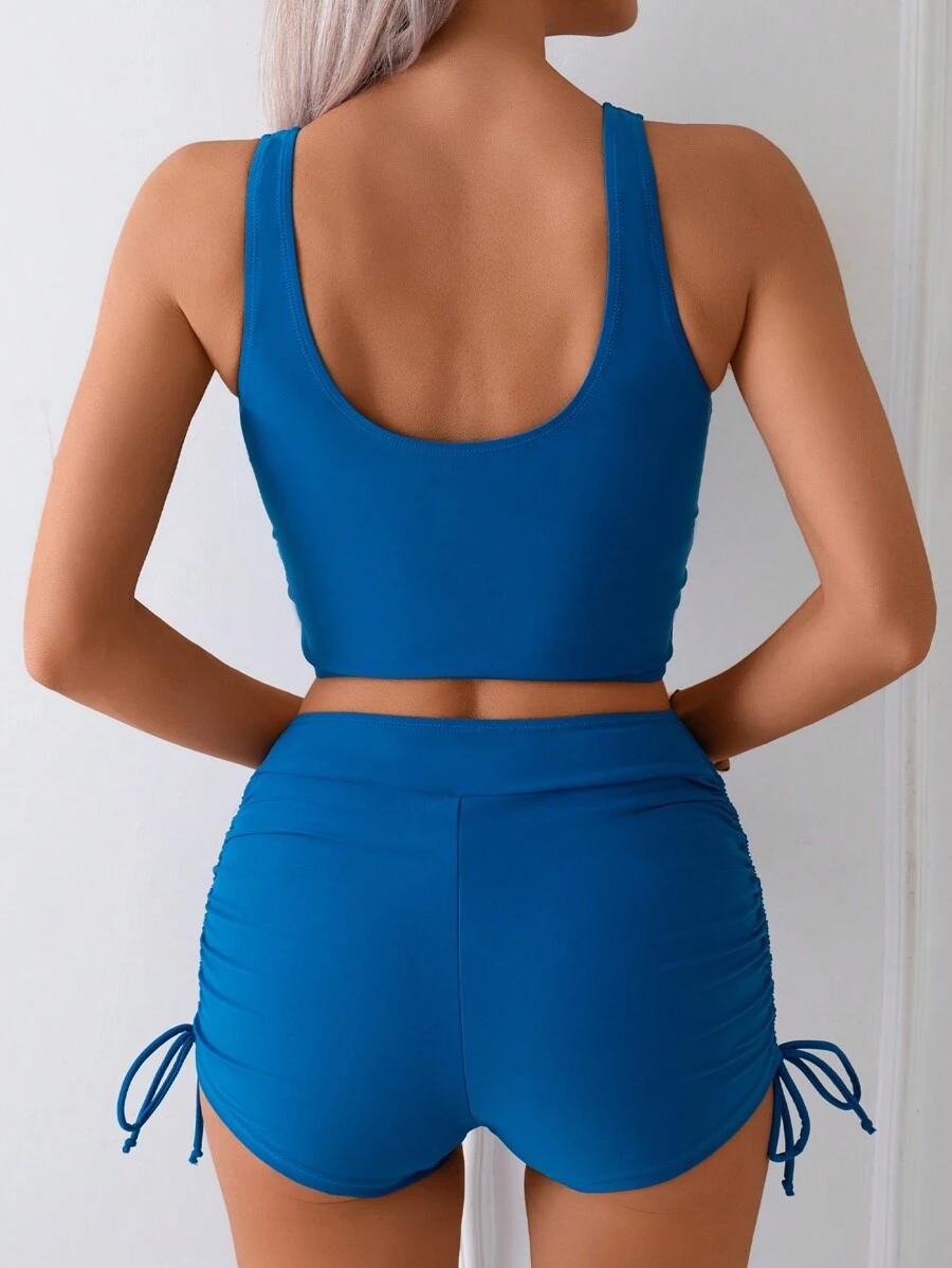 SHEIN NIEBIESKI DWUCZĘŚCIOWY STRÓJ KĄPIELOWY S09__L