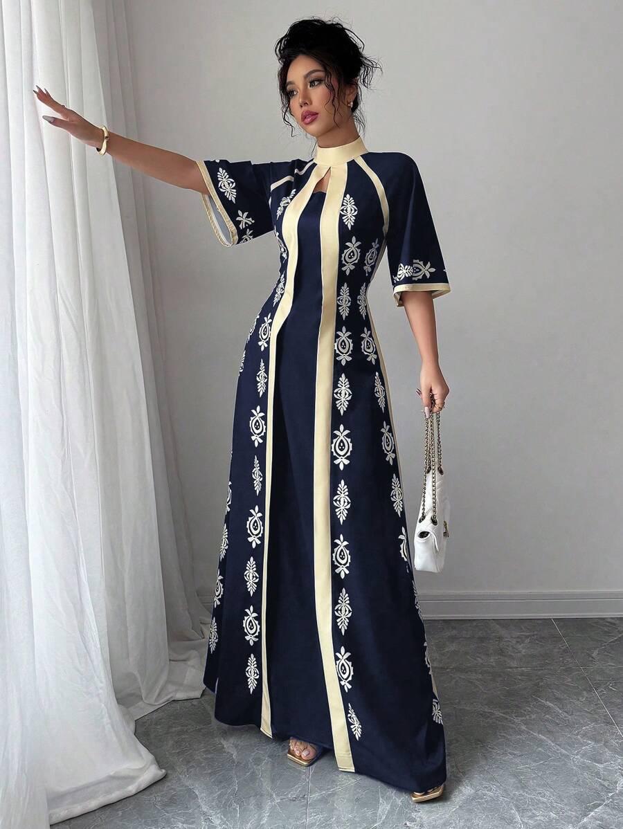 RAFFERIZA MAXI SUKIENKA Z KRÓTKIM RĘKAWEM S06__M