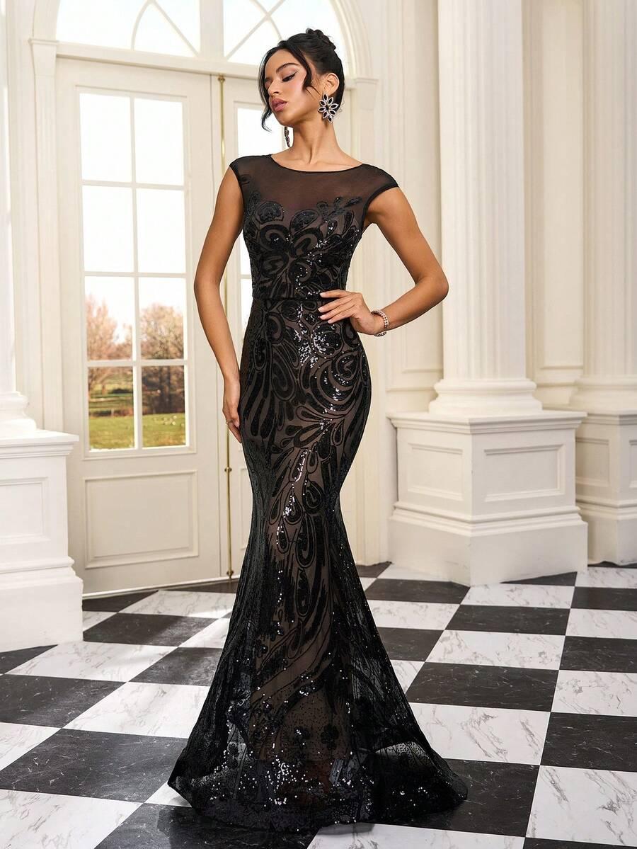 SHEIN CZARNA MAXI SUKIENKA S06__L