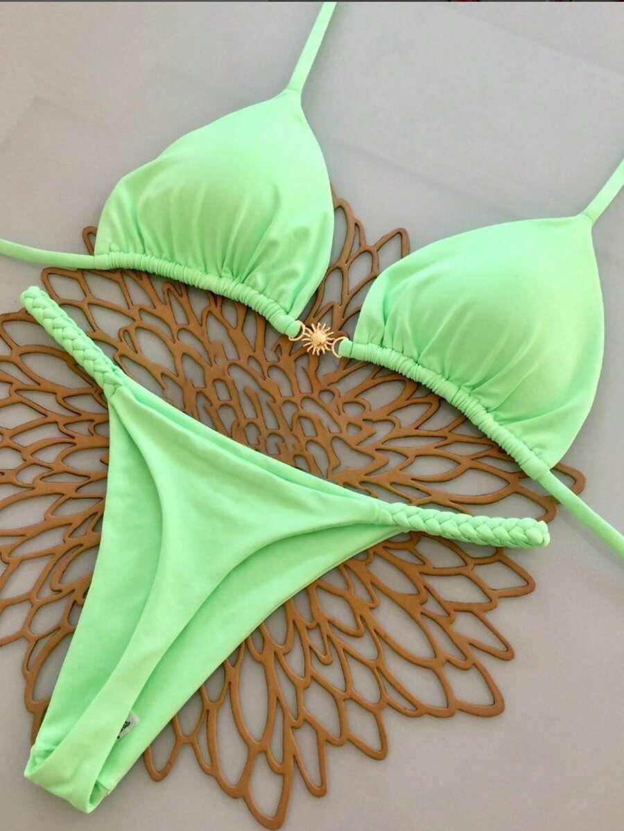 SHEIN ZIELONY DWUCZĘŚCIOWY STRÓJ KĄPIELOWY S09__S