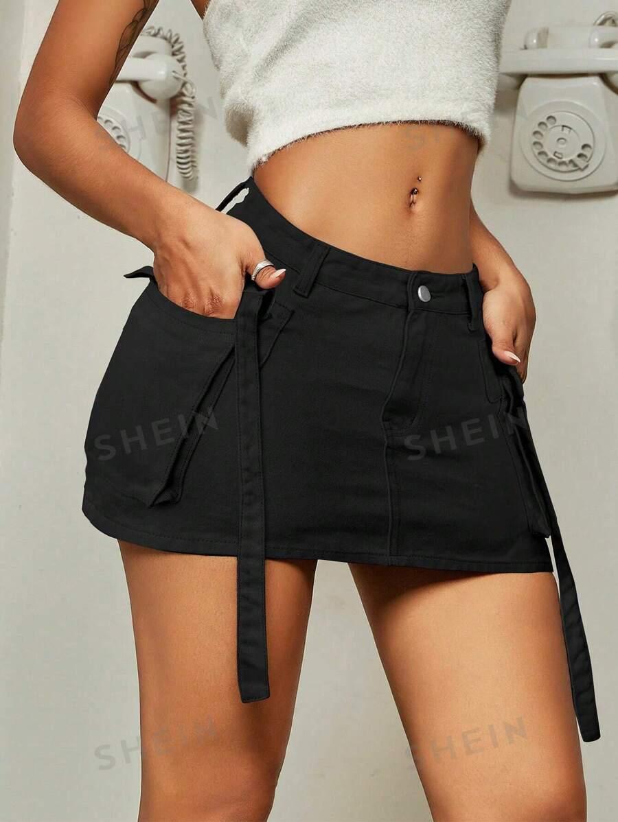 SHEIN CZARNA SPÓDNICA JEANS S06__S