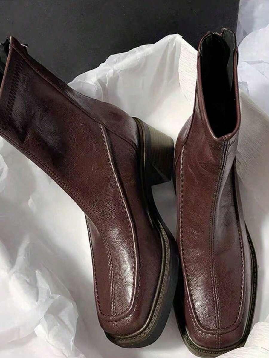 SHEIN BRĄZOWE BOTKI IMITACJA SKÓRY W01__35