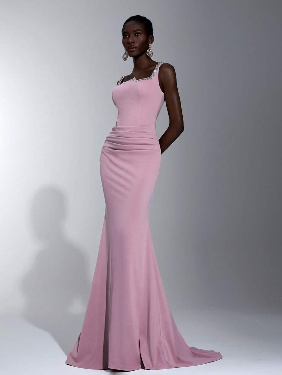 SHEIN RÓŻOWA MAXI SUKIENKA S06__S
