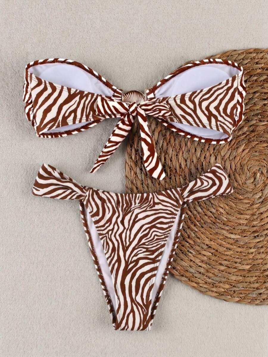 SHEIN DWUCZĘŚCIOWY STRÓJ KĄPIELOWY ANIMAL PRINT S09__XS
