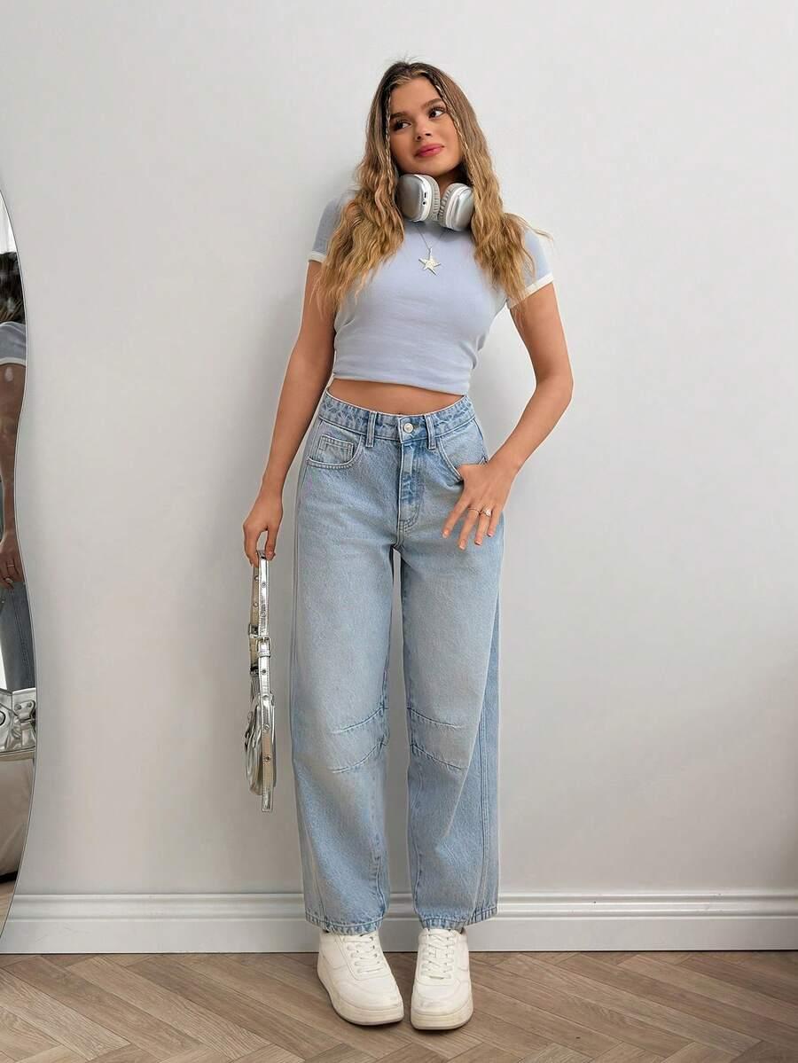 SHEIN NIEBIESKIE SPODNIE JEANSOWE S06__M