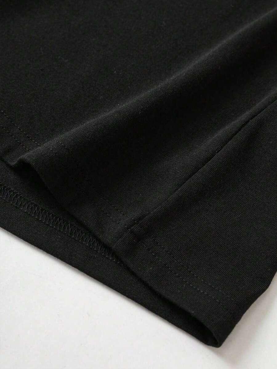SHEIN CZARNY T-SHIRT NADRUK S06__M