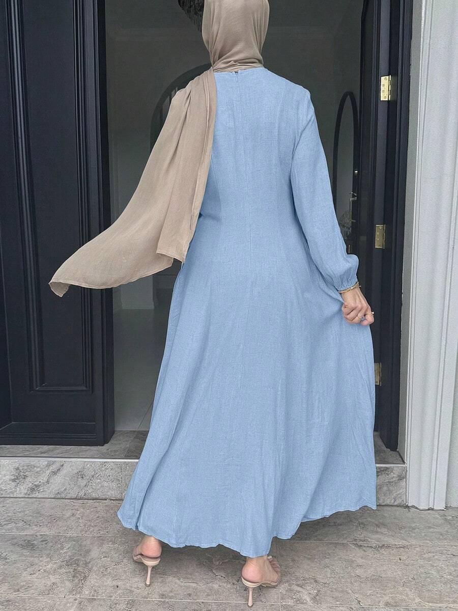 SHEIN NIEBIESKA MAXI SUKIENKA KIESZENIE PK01__S
