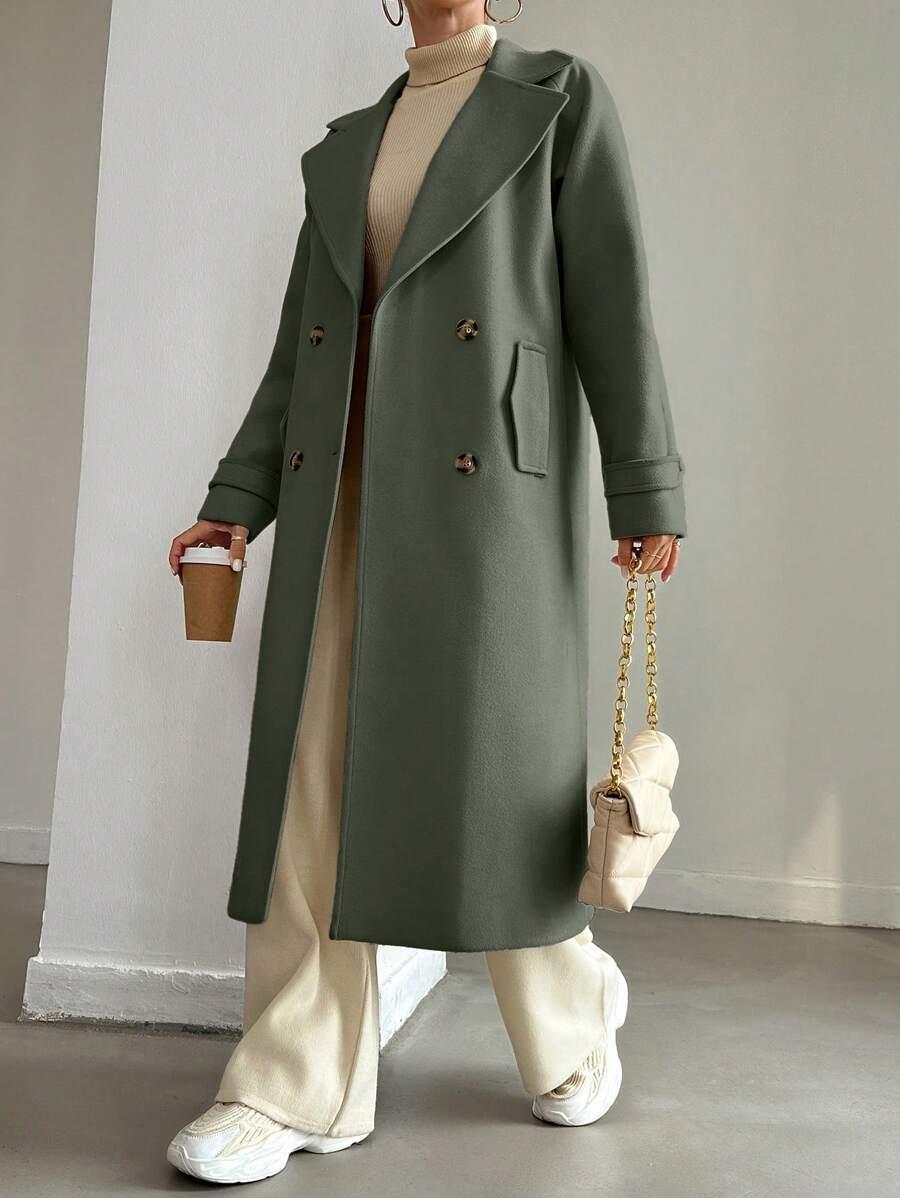 SHEIN ZIELONY KLASYCZNY PŁASZCZ W01__XL
