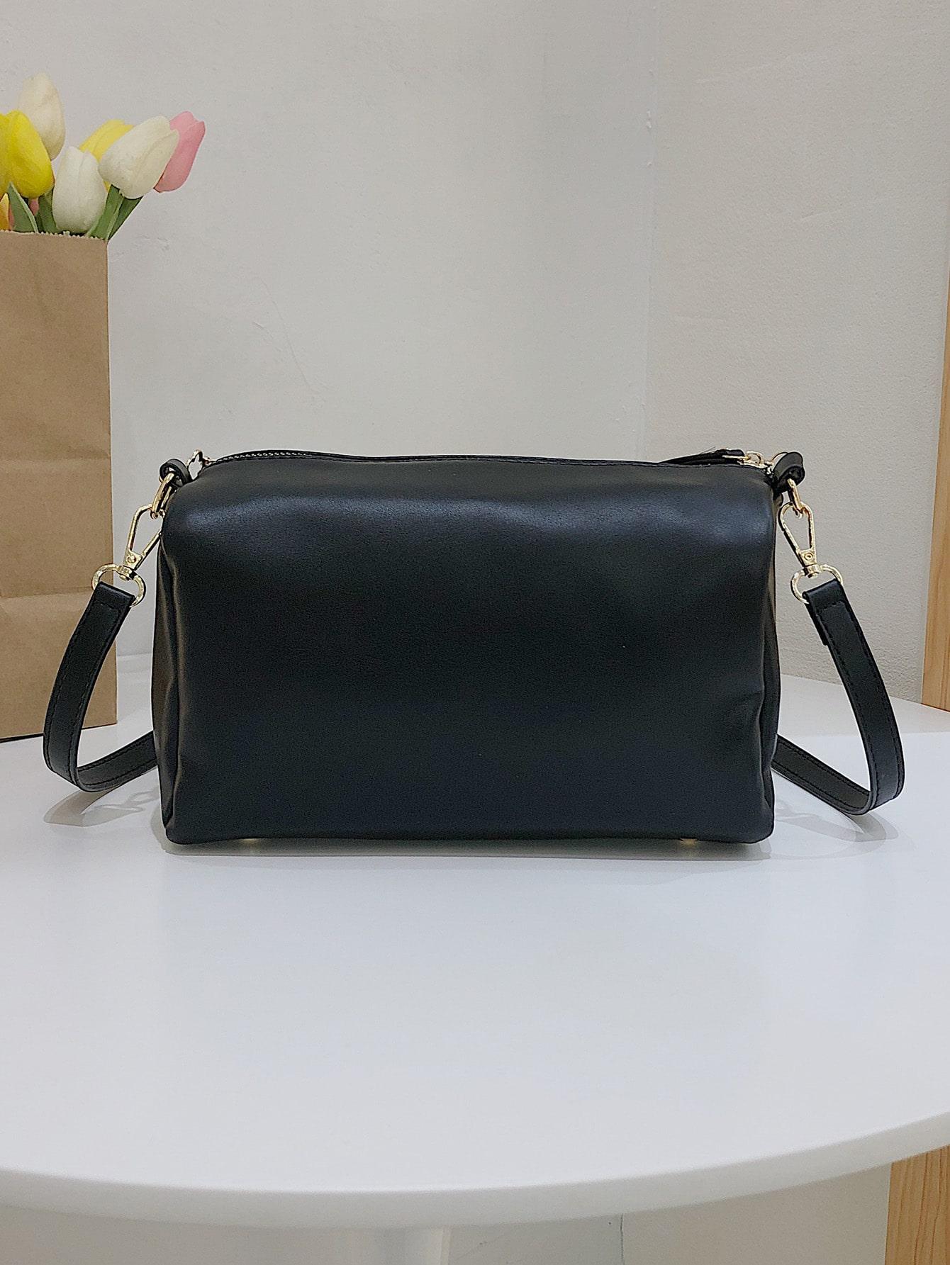 SHEIN CZARNA TOREBKA IMITACJA SKÓRY S07__25X13X16CM